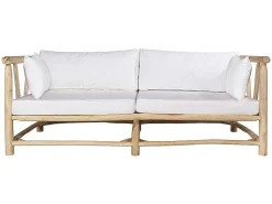 Tuinbank Van Teakhout Met Kussens - Licht Naturel En Wit - Tulum-MYLIA Outlet