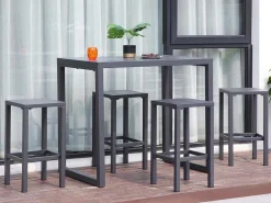 Tuinbar En 4 Barkrukken Van Aluminium - Antraciet - Walpole Van-MYLIA Clearance