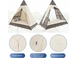 Tuinbed - Rotan Tent Voor 2 Personen - Met Gordijn En Kussens - Grijs-ModernLuxe Sale