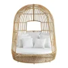 Tuinbed Met Baldakijn Van Gevlochten Hars - Licht Naturel Met Wit Kussen - Cervaro Van-MYLIA Outlet