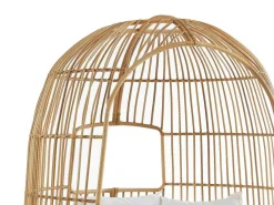 Tuinbed Met Baldakijn Van Gevlochten Hars - Licht Naturel Met Wit Kussen - Cervaro Van-MYLIA Outlet