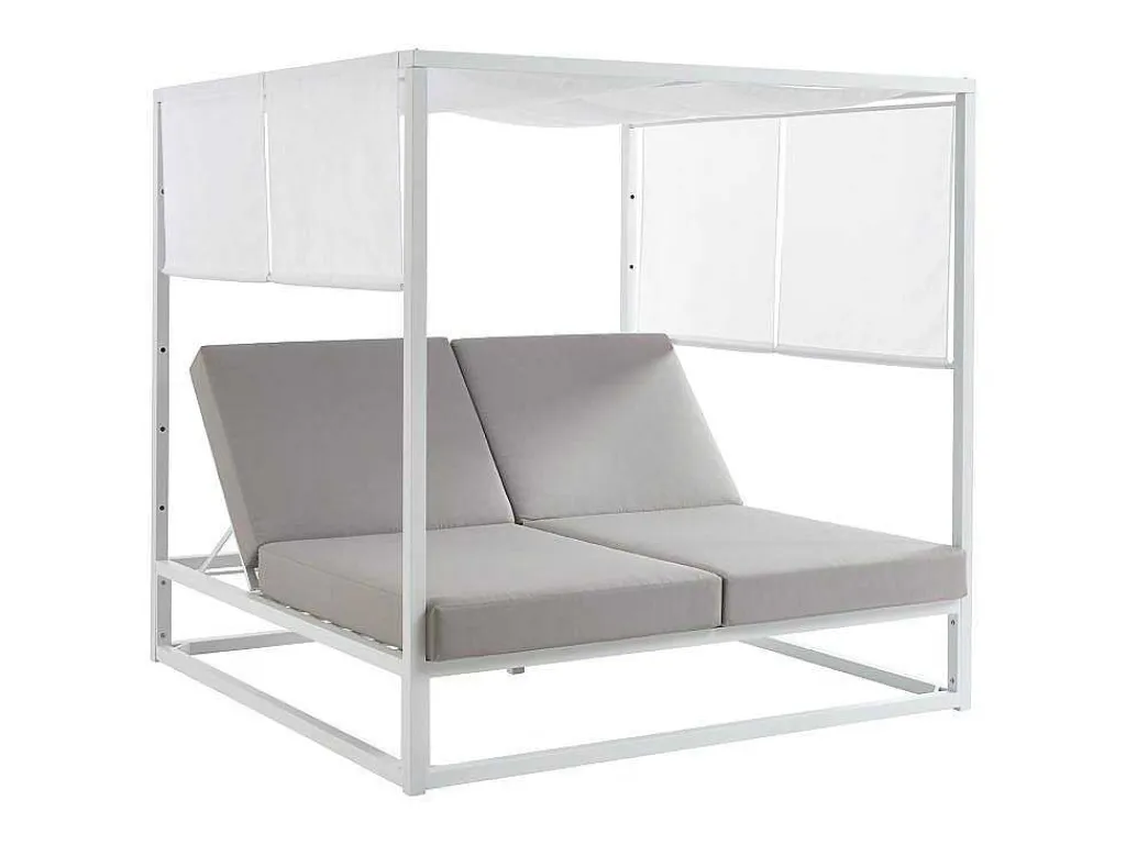 Tuinbed Met Baldakijn Van Aluminium - Wit En Grijs - Livadis Van-MYLIA Clearance