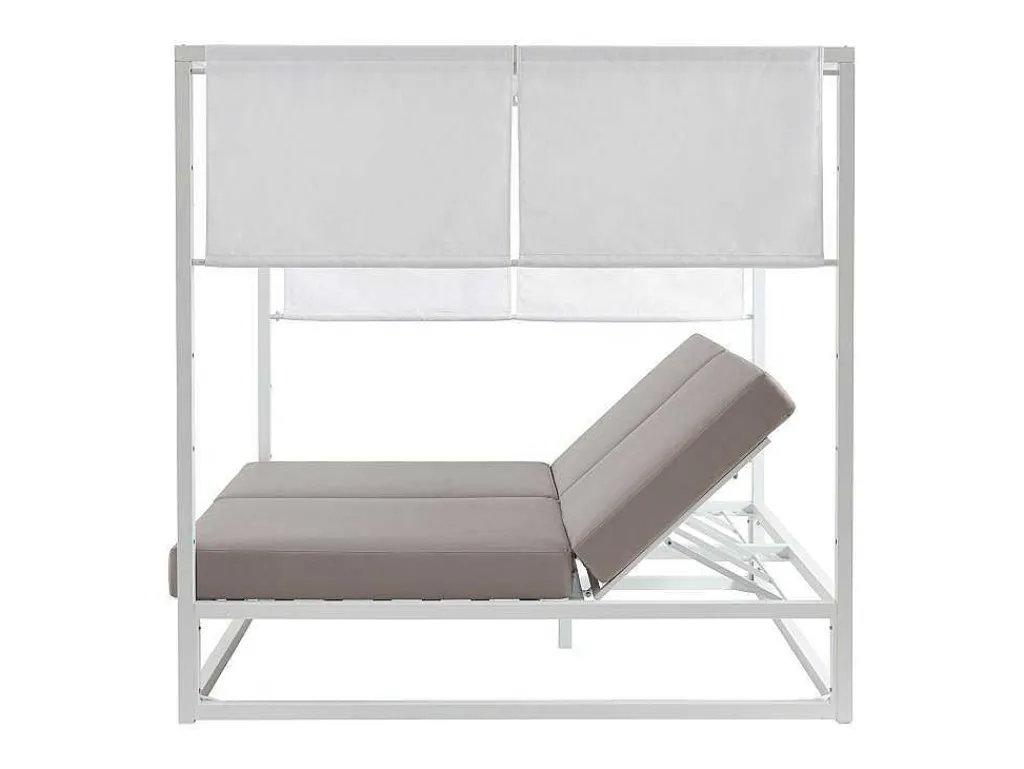 Tuinbed Met Baldakijn Van Aluminium - Wit En Grijs - Livadis Van-MYLIA Clearance