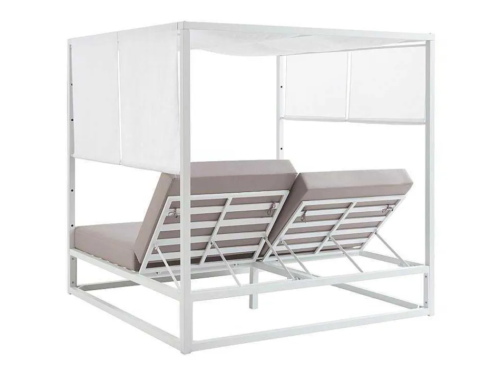 Tuinbed Met Baldakijn Van Aluminium - Wit En Grijs - Livadis Van-MYLIA Clearance