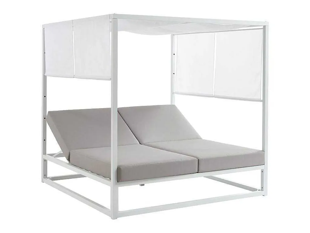 Tuinbed Met Baldakijn Van Aluminium - Wit En Grijs - Livadis Van-MYLIA Clearance