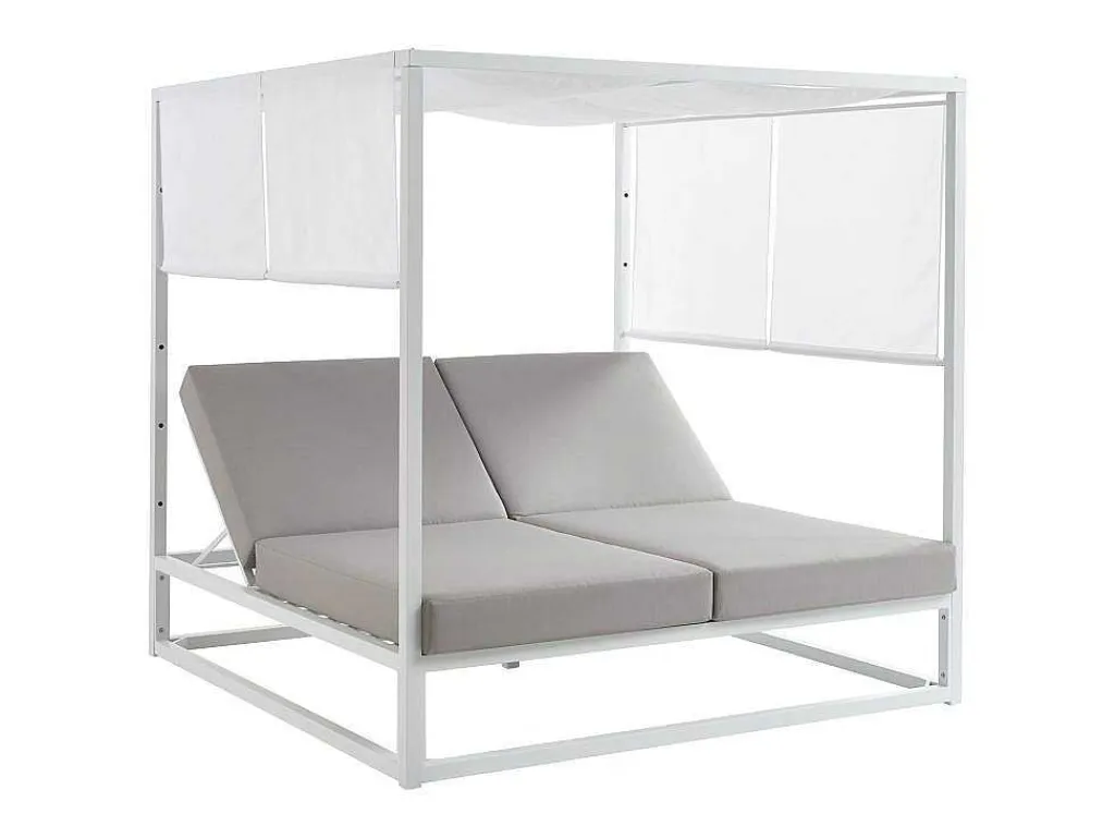 Tuinbed Met Baldakijn Van Aluminium - Wit En Grijs - Livadis Van-MYLIA Clearance