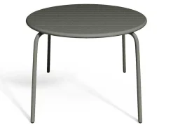Tuineethoek Van Metaal - Een Tafel D110 Cm En 4 Opstapelbare Fauteuils - Donkergrijs - Mirmande-MYLIA Online