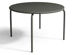 Tuineethoek Van Metaal - Een Tafel D110 Cm En 4 Opstapelbare Fauteuils - Donkergrijs - Mirmande-MYLIA Online