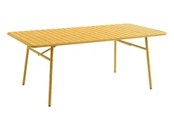 Tuineethoek Van Metaal - Een Tafel D160 Cm Met 2 Opstapelbare Fauteuils En 4 Opstapelbare Stoelen - Mosterdgeel - Mirmande Van-MYLIA Outlet