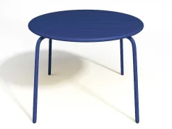 Tuineetset Mirmande: Tafel D.110 Cm Met 4 Opstapelbare Fauteuils - Metaal - Nachtblauw-MYLIA Outlet
