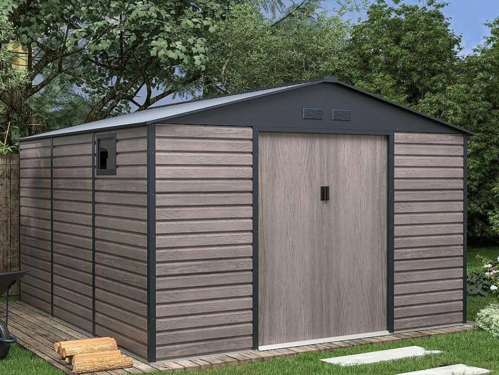 Tuinhuis Van Gegalvaniseerd Staal Met Grijs Houteffect 13,12 M - Adelmo-EXPERTLAND Best