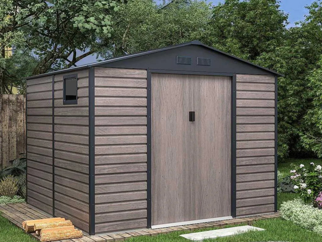 Tuinhuis Van Gegalvaniseerd Staal Met Grijs Houteffect 7,17 M - Adelmo-EXPERTLAND New