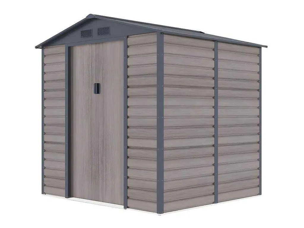 Tuinhuisje Van Gegalvaniseerd Staal Met Houteffect Adelmo - Grijs - 4,15 M-EXPERTLAND Discount