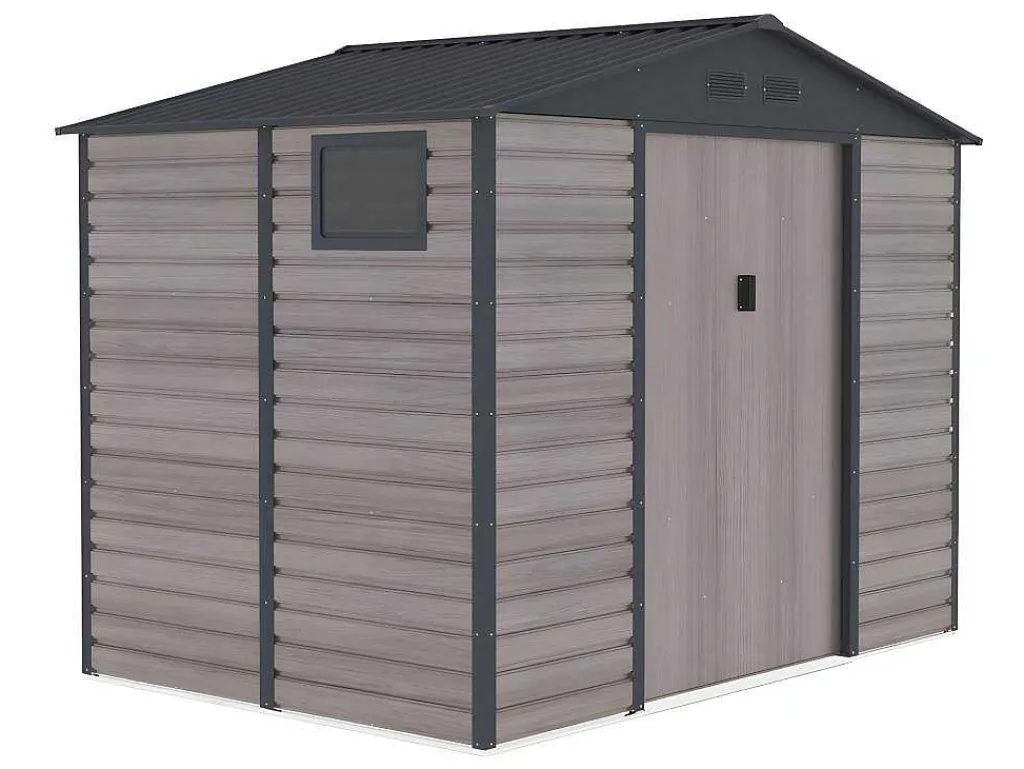 Tuinhuisje Van Gegalvaniseerd Staal Met Houteffect Adelmo - Grijs - 5,40 M-EXPERTLAND Hot