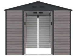 Tuinhuisje Van Gegalvaniseerd Staal Met Houteffect Adelmo - Grijs - 5,40 M-EXPERTLAND Hot