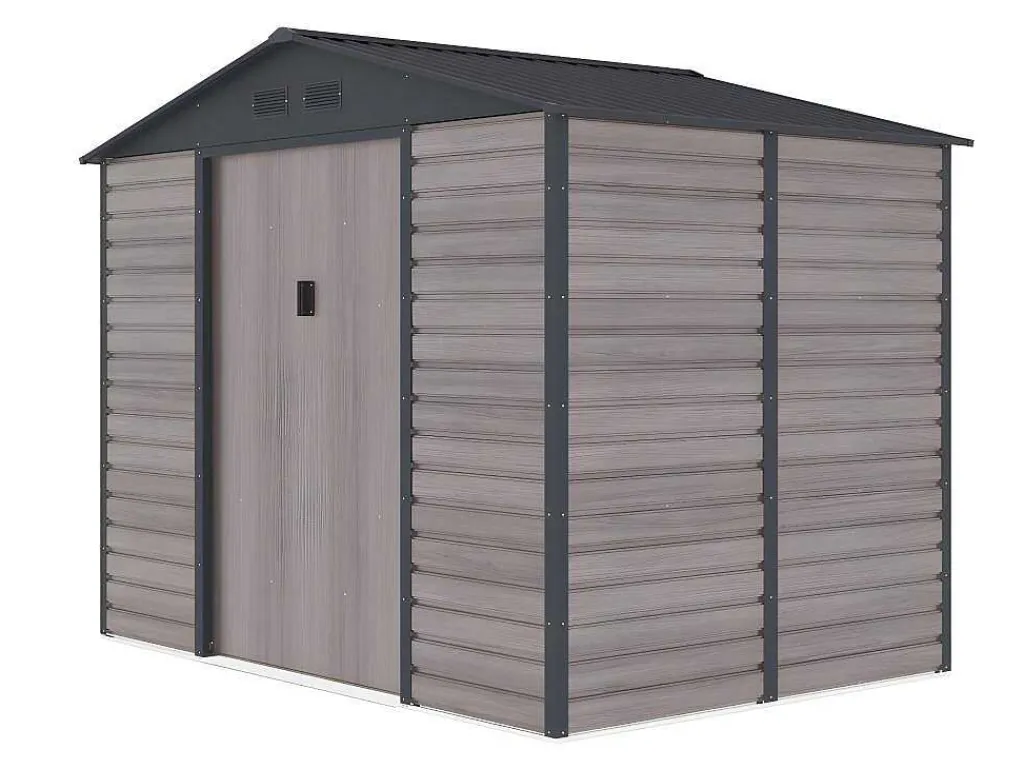 Tuinhuisje Van Gegalvaniseerd Staal Met Houteffect Adelmo - Grijs - 5,40 M-EXPERTLAND Hot