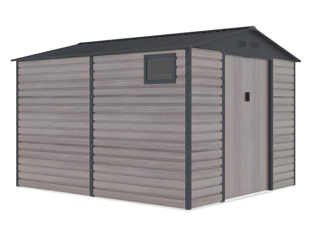 Tuinhuisje Van Gegalvaniseerd Staal Met Houteffect Adelmo - Grijs - 8,94 M-EXPERTLAND Clearance