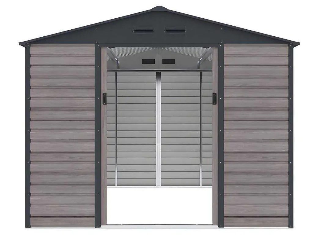 Tuinhuisje Van Gegalvaniseerd Staal Met Houteffect Adelmo - Grijs - 8,94 M-EXPERTLAND Clearance