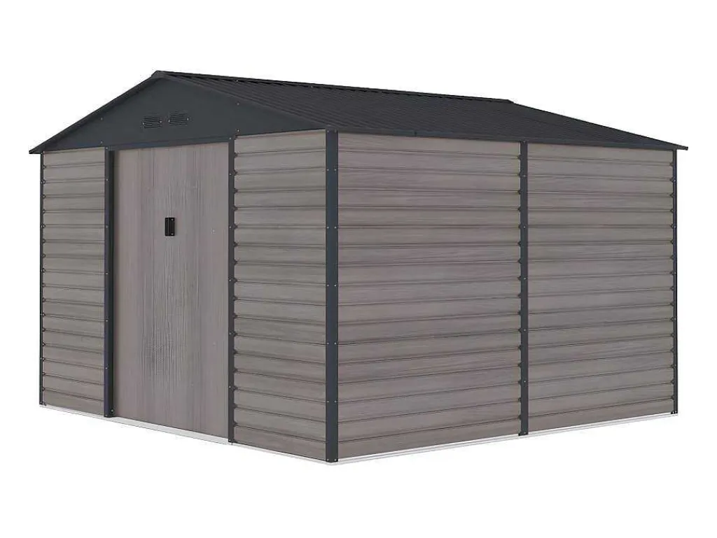 Tuinhuisje Van Gegalvaniseerd Staal Met Houteffect Adelmo - Grijs - 10,98 M-EXPERTLAND Outlet