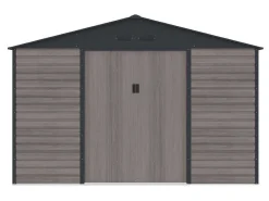 Tuinhuisje Van Gegalvaniseerd Staal Met Houteffect Adelmo - Grijs - 10,98 M-EXPERTLAND Outlet
