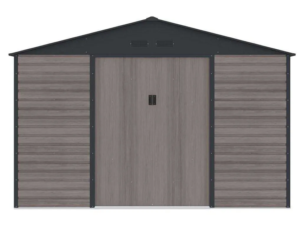 Tuinhuisje Van Gegalvaniseerd Staal Met Houteffect Adelmo - Grijs - 10,98 M-EXPERTLAND Outlet