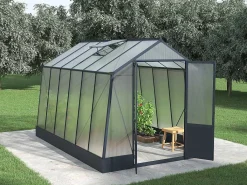 Tuinkas Van Polycarbonaat 9,1 M Met Grondplaat- Antraciet - Asarina-EXPERTLAND Discount