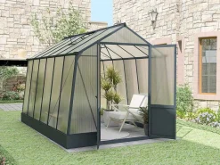Tuinkas Van Polycarbonaat 9,1 M Met Grondplaat- Antraciet - Asarina-EXPERTLAND Discount