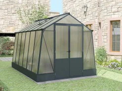 Tuinkas Van Polycarbonaat 9,1 M Met Grondplaat- Antraciet - Asarina-EXPERTLAND Discount