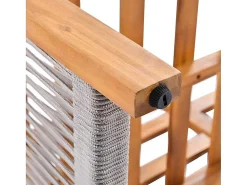 Tuinmeubelen In Acaciahout En Grijs Touw - 2 Zitbanken En 1 Salontafel - Verstelbare Poten - Grijs & Naturel-ModernLuxe Hot