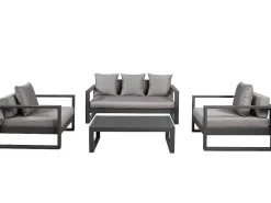 Tuinsalon Molokai In Aluminiun: Driezitsbank, 2 Fauteuils, Salontafel-MYLIA Outlet