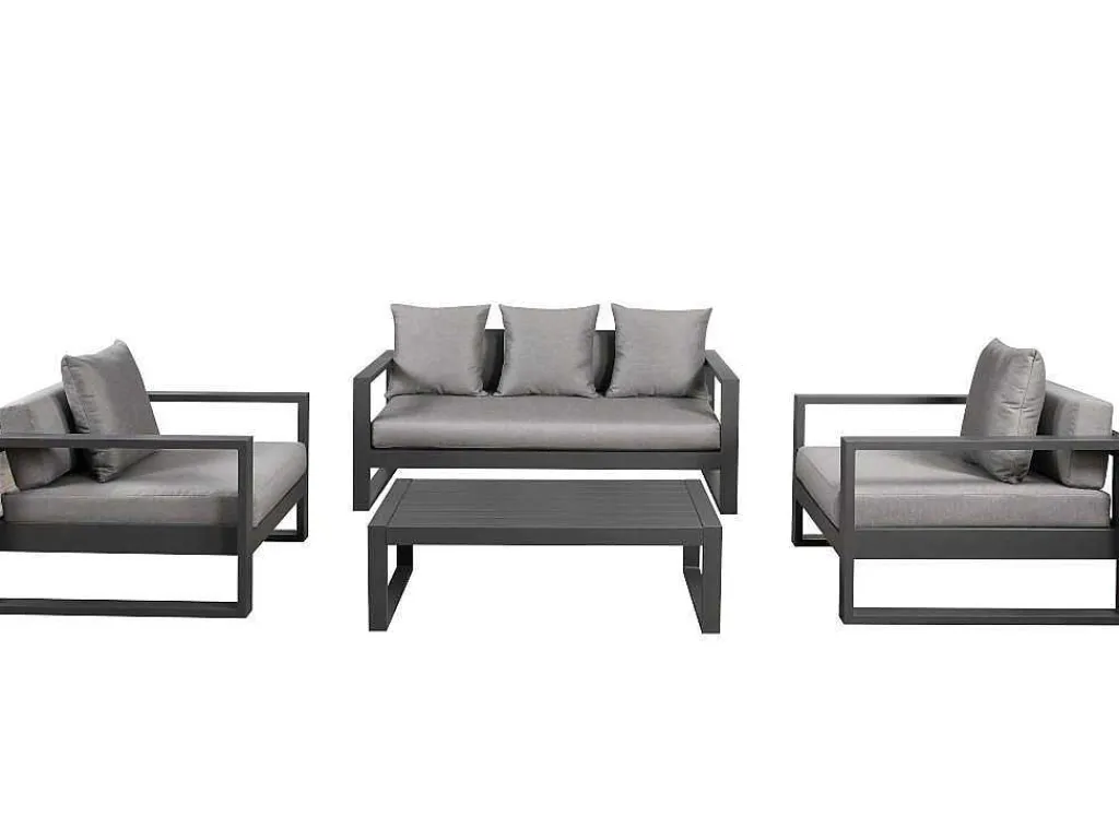Tuinsalon Molokai In Aluminiun: Driezitsbank, 2 Fauteuils, Salontafel-MYLIA Outlet