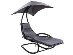 Tuinschommelstoel Met Parasol En Antracietkleurig Kussen - Waterbestendig - Moheli-MYLIA