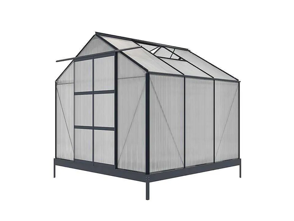 Tuinserre Van Polycarbonaat Anissa Met Basis - 5,9 M - Antraciet-EXPERTLAND Online