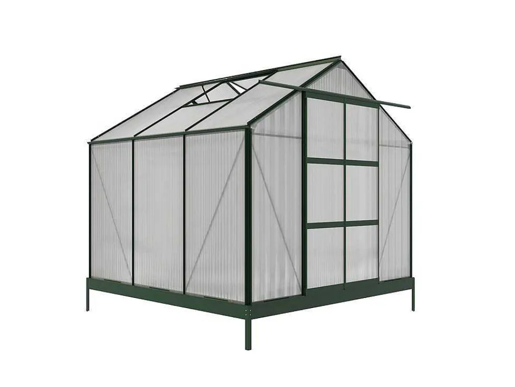 Tuinserre Van Polycarbonaat Anissa Met Basis - 5,9 M - Groen-EXPERTLAND