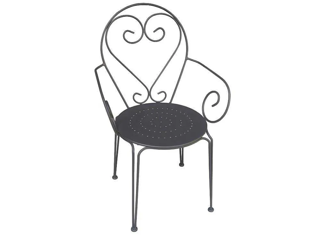 Tuinset Met Tafel En 4 Stoelen Van Metaal Met Smeedijzer Aspect - Antraciet - Guermantes-MYLIA Best