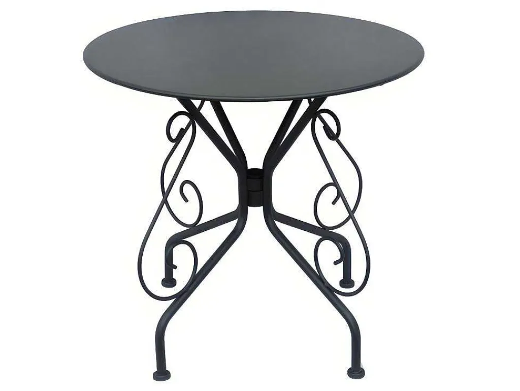 Tuinset Met Tafel En 4 Stoelen Van Metaal Met Smeedijzer Aspect - Antraciet - Guermantes-MYLIA Best