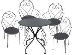 Tuinset Met Tafel En 4 Stoelen Van Metaal Met Smeedijzer Aspect - Antraciet - Guermantes-MYLIA Best