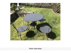 Tuinset Met Tafel En 4 Stoelen Van Metaal Met Smeedijzer Aspect - Antraciet - Guermantes-MYLIA Best