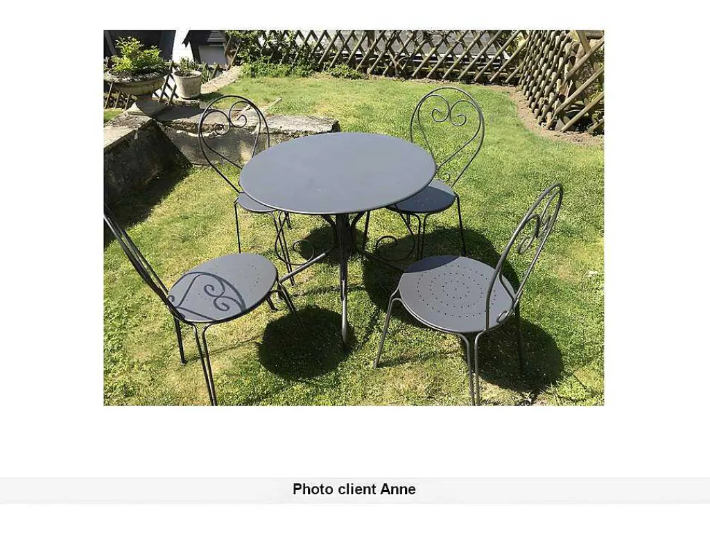 Tuinset Met Tafel En 4 Stoelen Van Metaal Met Smeedijzer Aspect - Antraciet - Guermantes-MYLIA Best