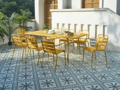 Tuintafel D160 Cm Van Metaal - Mosterdgeel - Mirmande Van-MYLIA New