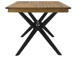 Tuintafel Van Acaciahout En Zwart Metaal Tobaga - L. 180 Cm-MYLIA Online