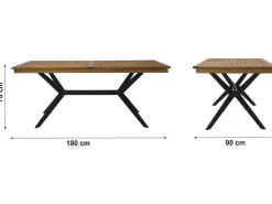 Tuintafel Van Acaciahout En Zwart Metaal Tobaga - L. 180 Cm-MYLIA Online