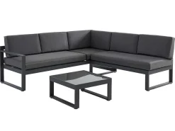 Tuinzithoek Van Aluminium: Salontafel En Hoekbank Met Afneembare Hoek 6 Personen - Antraciet - Palaos Ii-MYLIA Hot