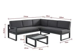 Tuinzithoek Van Aluminium: Salontafel En Hoekbank Met Afneembare Hoek 6 Personen - Antraciet - Palaos Ii-MYLIA Hot