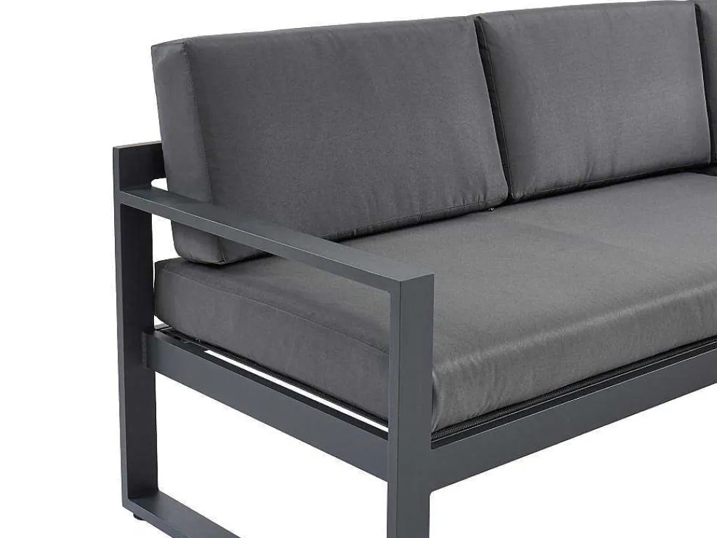 Tuinzithoek Van Aluminium: Salontafel En Hoekbank Met Afneembare Hoek 6 Personen - Antraciet - Palaos Ii-MYLIA Hot