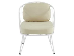 Tuinzithoek Van Metaal: 1 Tweezitsbank, 2 Fauteuils En 1 Salontafel - Wit - Arlesan-MYLIA Discount