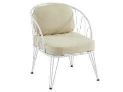 Tuinzithoek Van Metaal: 1 Tweezitsbank, 2 Fauteuils En 1 Salontafel - Wit - Arlesan-MYLIA Discount