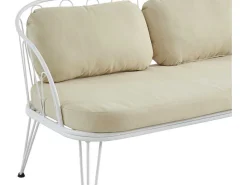 Tuinzithoek Van Metaal: 1 Tweezitsbank, 2 Fauteuils En 1 Salontafel - Wit - Arlesan-MYLIA Discount
