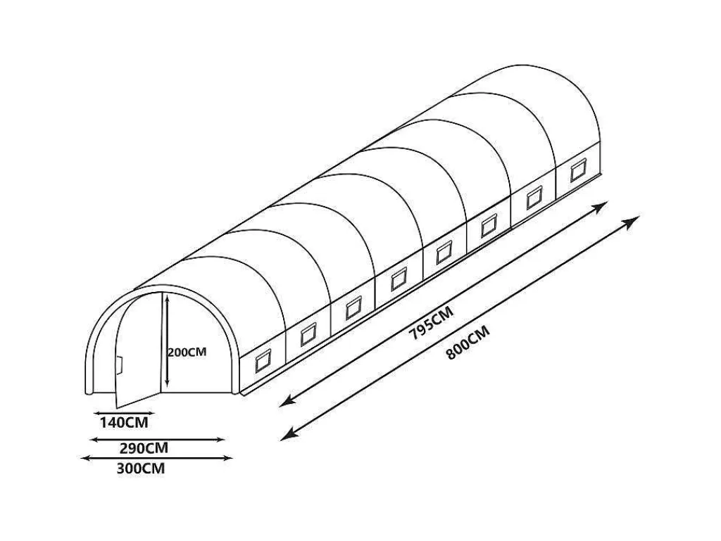 Tunnelkas Met Structuur Van Staal En Deur 24 M - L300 X B800 X H200 Cm - Alocasia-EXPERTLAND Hot