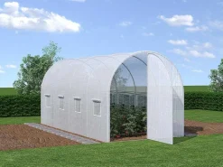 Tunnelkas Met Structuur Van Gegalvaniseerd Staal En Deur 9 M - L450 X B200 X H200 Cm - Alocasia-EXPERTLAND Outlet